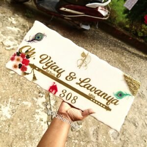 Glossy White Resin Plate with Feather